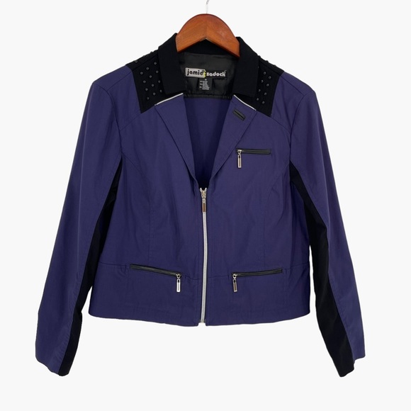 Jamie Sadock Blue Black Moto Zip Jacket‎ - Picture 1 of 7